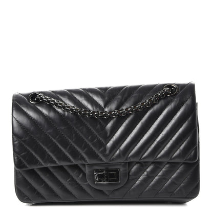 Chanel Aged Calfskin Chevron Quilted 2.55 Reissue 225 Flap So Black 1 of 10
