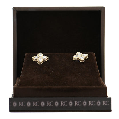 Roberto Coin 18K Yellow Gold Diamond Medium Princess Flower Stud Earrings 7 of 7