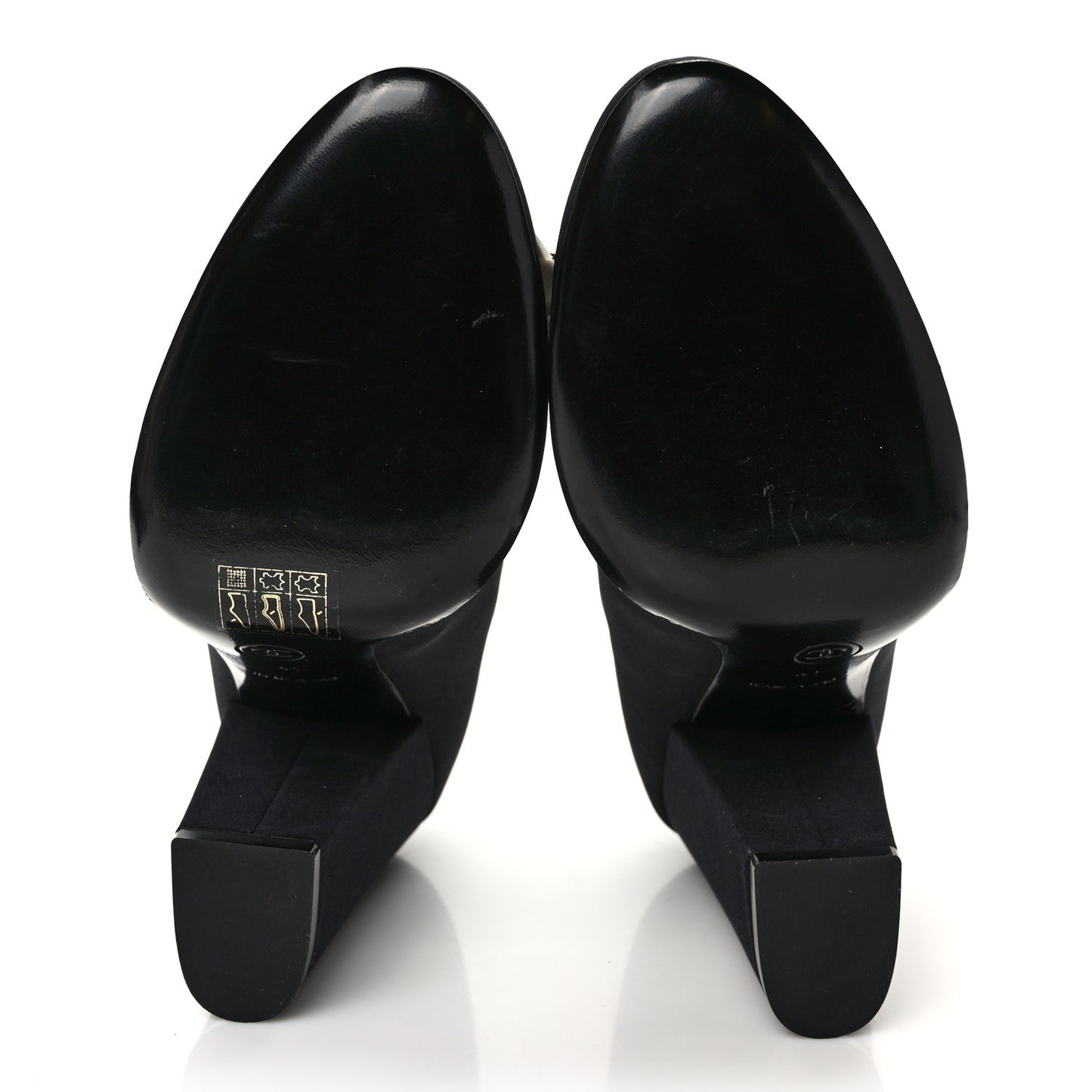 Satin Camelia Block Heels Pumps 41 Black