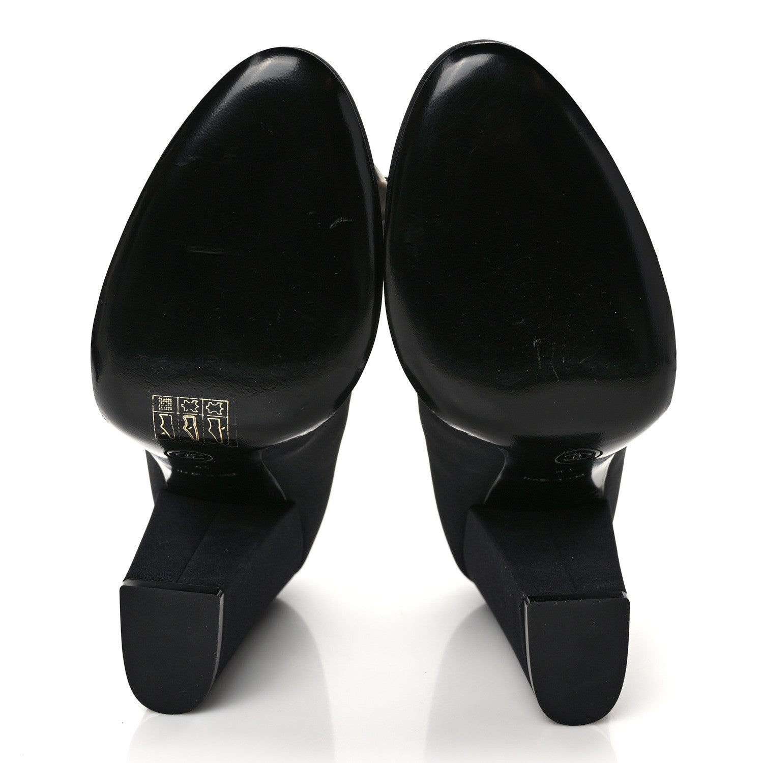Chanel Satin Camelia Block Heels Pumps 41 Black 5 of 9