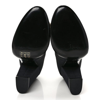 Chanel Satin Camelia Block Heels Pumps 41 Black 5 of 9