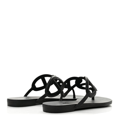 Hermes Rubber Womens Egerie Sandals 36 Black 5 of 10