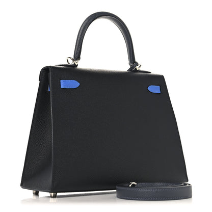 Hermes Epsom Tri-Color Kelly Sellier 25  Black Ardoise Bleu Zanzibar 3 of 13