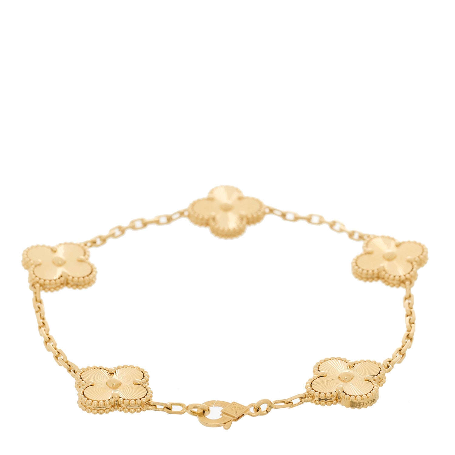 Van Cleef & Arpels 18K Yellow Gold 5 Motifs Guilloche Vintage Alhambra Bracelet 2 of 5