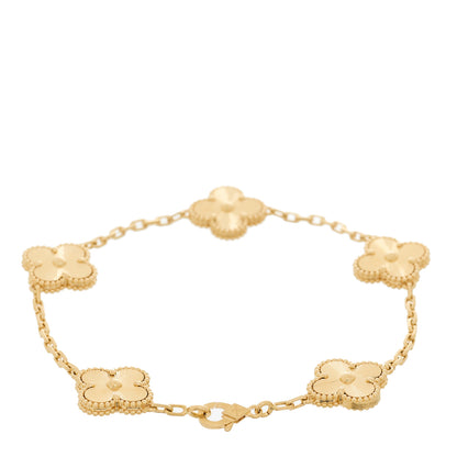 Van Cleef & Arpels 18K Yellow Gold 5 Motifs Guilloche Vintage Alhambra Bracelet 2 of 5