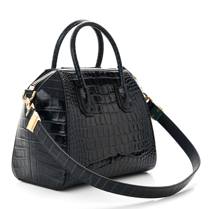 Givenchy Calfskin Crocodile Embossed Small Antigona Navy 3 of 10