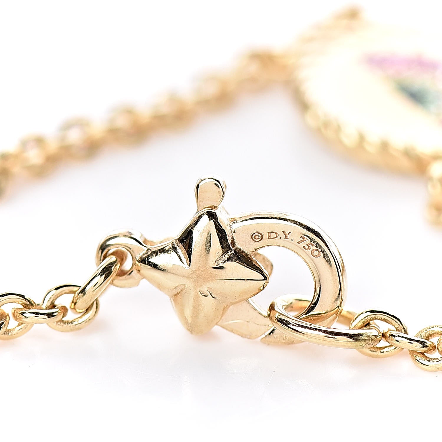 David Yurman 18K Yellow Gold Pink Yellow Sapphire Tsavorite Collectibles Rainbow Bracelet 4 of 5