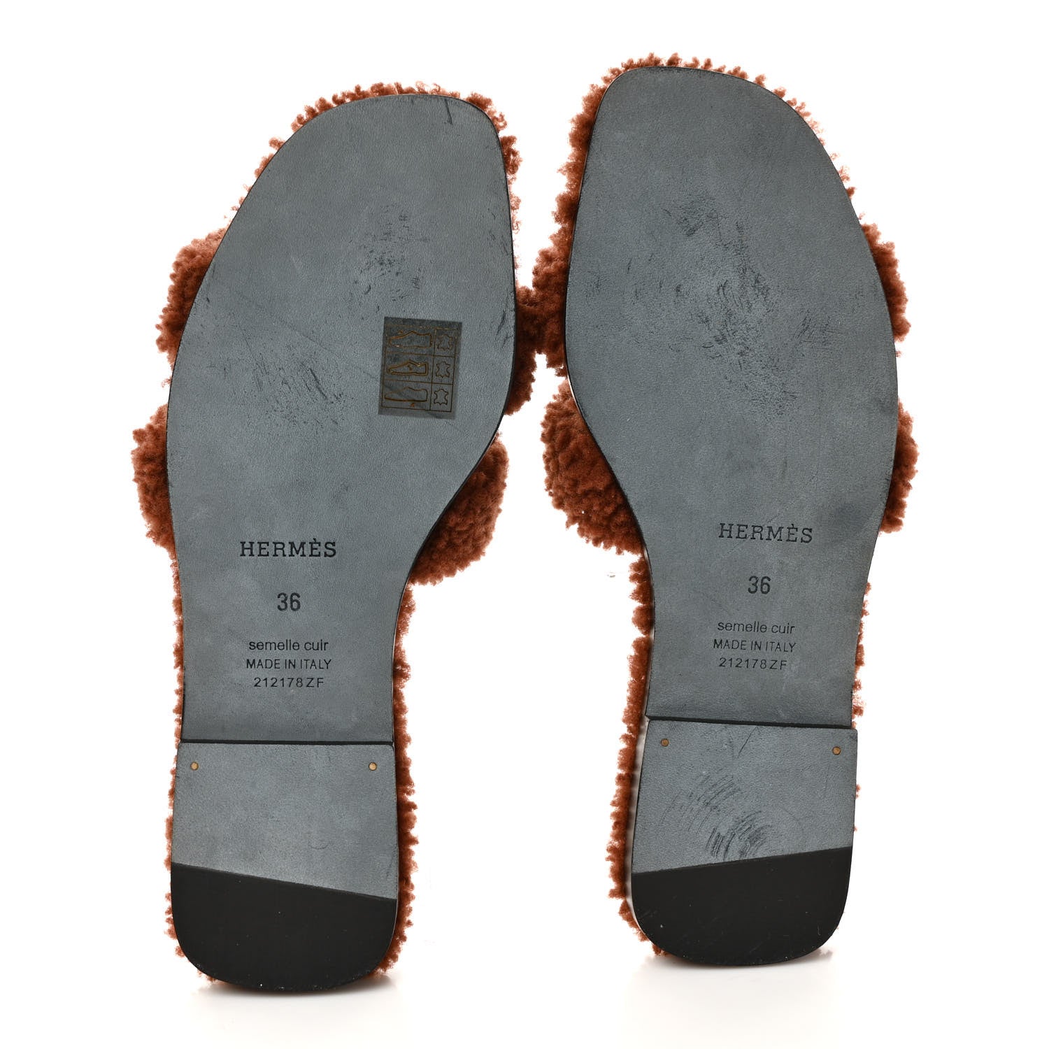 Hermes Woolskin Oran Sandals 36 Cognac 5 of 8