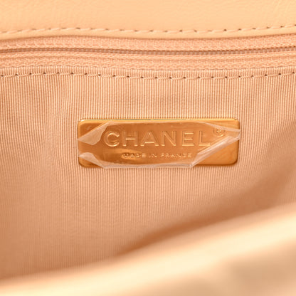 Chanel Shiny Goatskin Quilted Medium Chanel 19 Flap Beige 6 of 10
