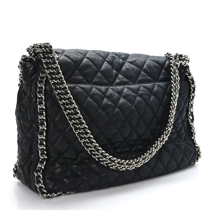 Chanel Washed Lambskin Quilted Maxi Chain Around Flap Black 3 of 9