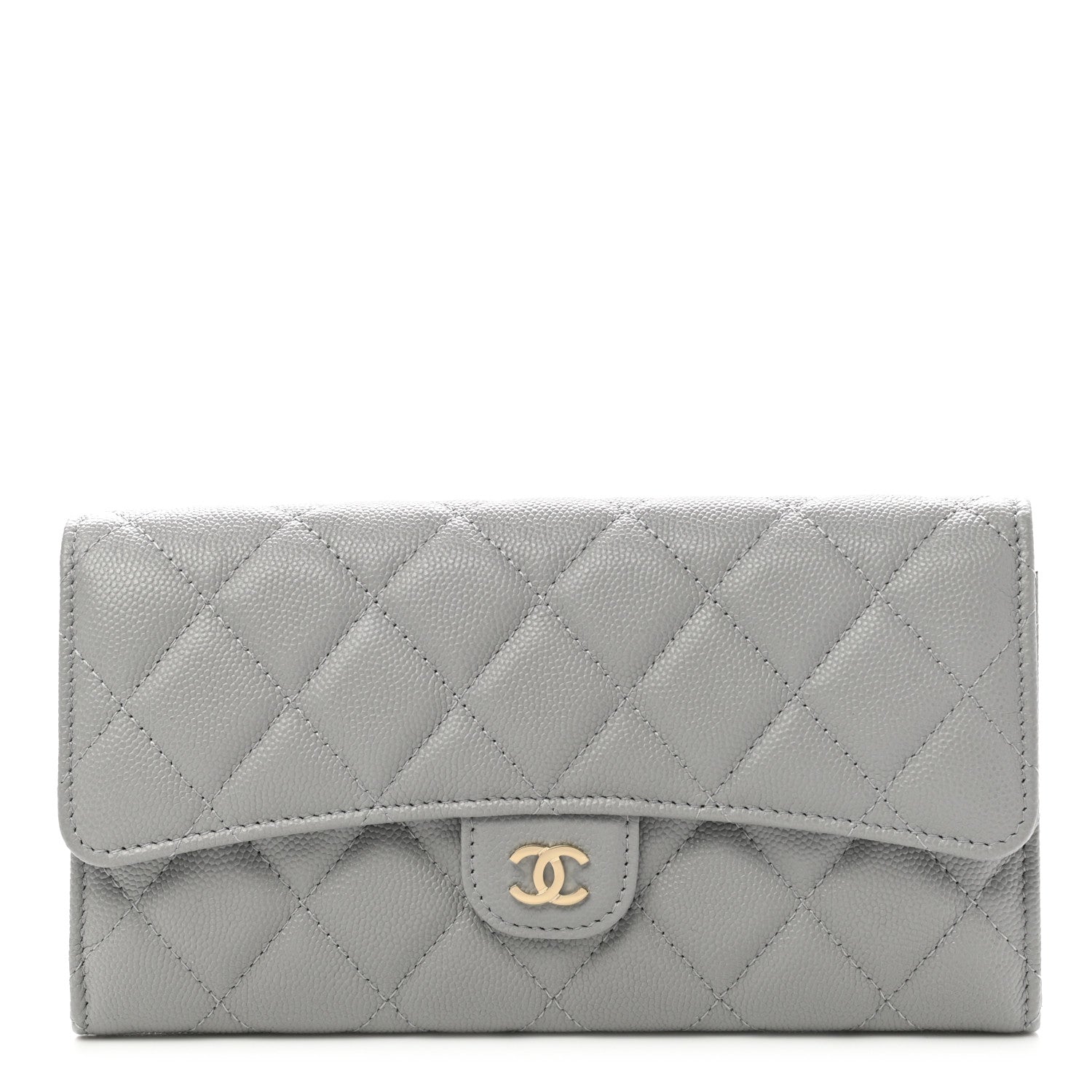 Chanel Caviar Quilted Large Flap Wallet Grey 1 of 8