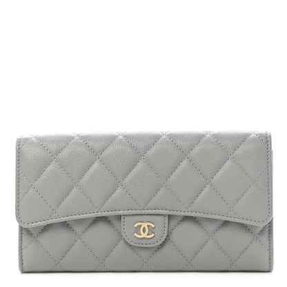 Chanel Caviar Quilted Large Flap Wallet Grey 1 of 8