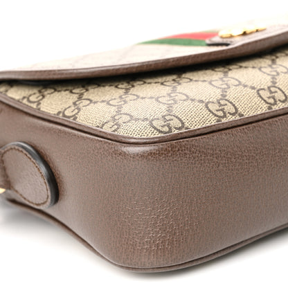Gucci GG Supreme Monogram Textured Dollar Calfskin Web Studded Mini Ophidia Flap Shoulder Bag Beige Ebony New Acero 9 of 10