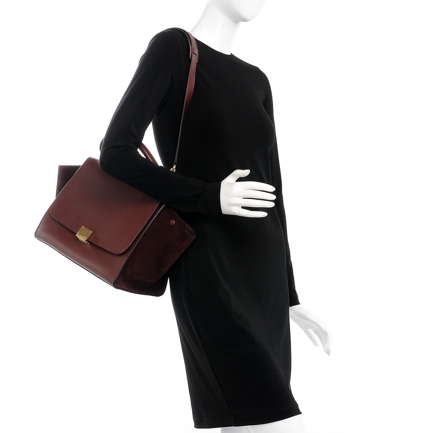 Smooth Calfskin Suede Medium Trapeze Burgundy