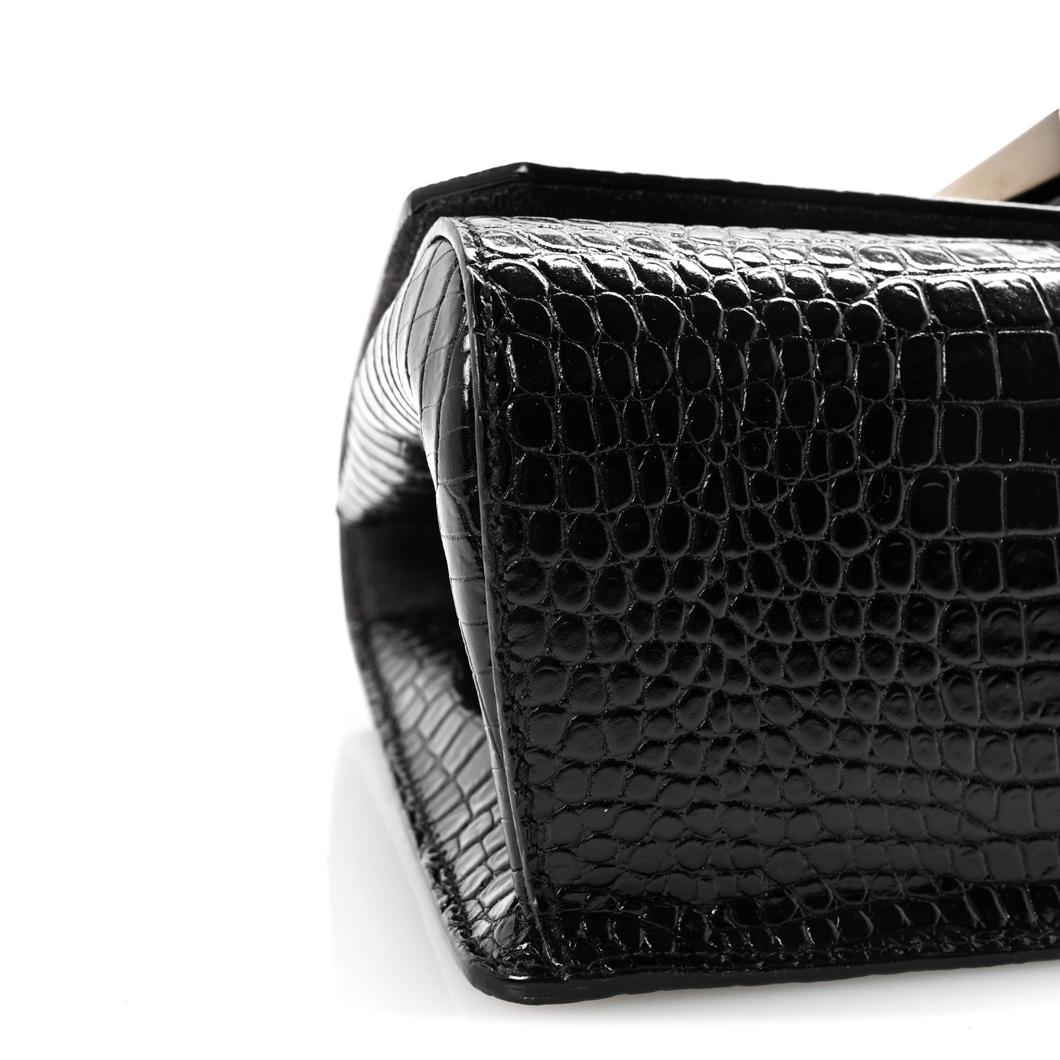 Jimmy Choo Calfskin Crocodile Embossed Madeline Top Handle Black 8 of 9