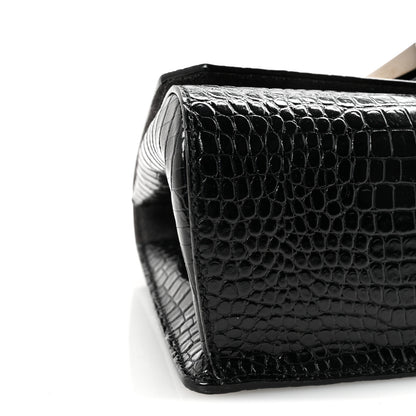 Jimmy Choo Calfskin Crocodile Embossed Madeline Top Handle Black 8 of 9