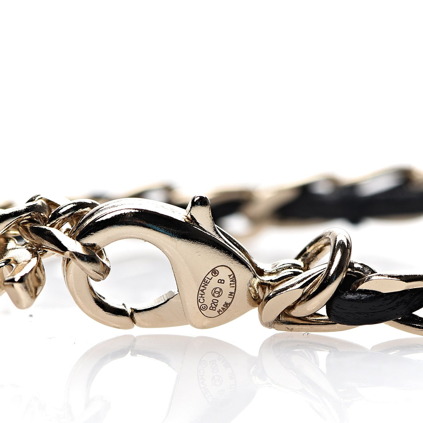 Metal Lambskin Crystal Sergeant Bracelet Gold
