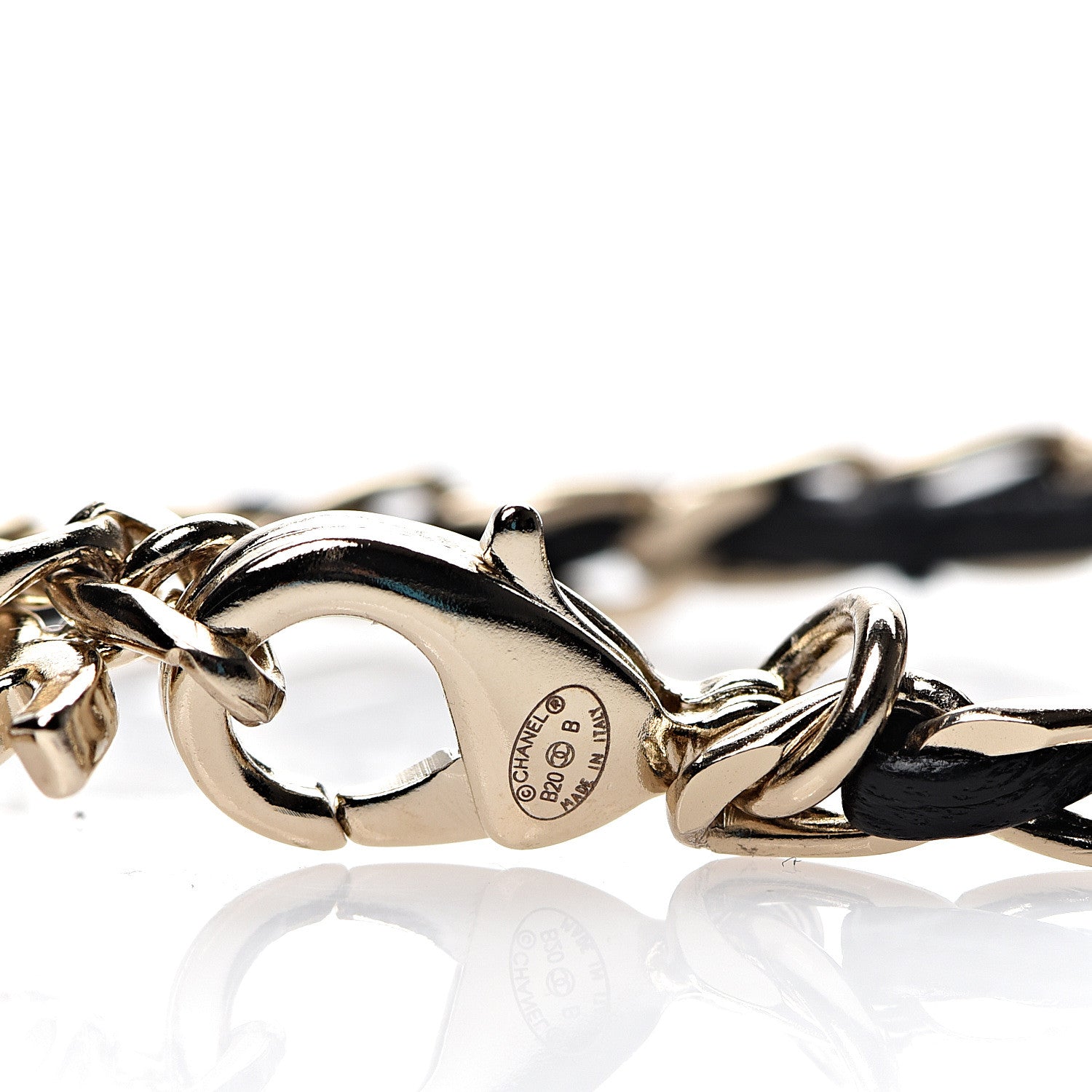 Chanel Metal Lambskin Crystal Sergeant Bracelet Gold 3 of 4