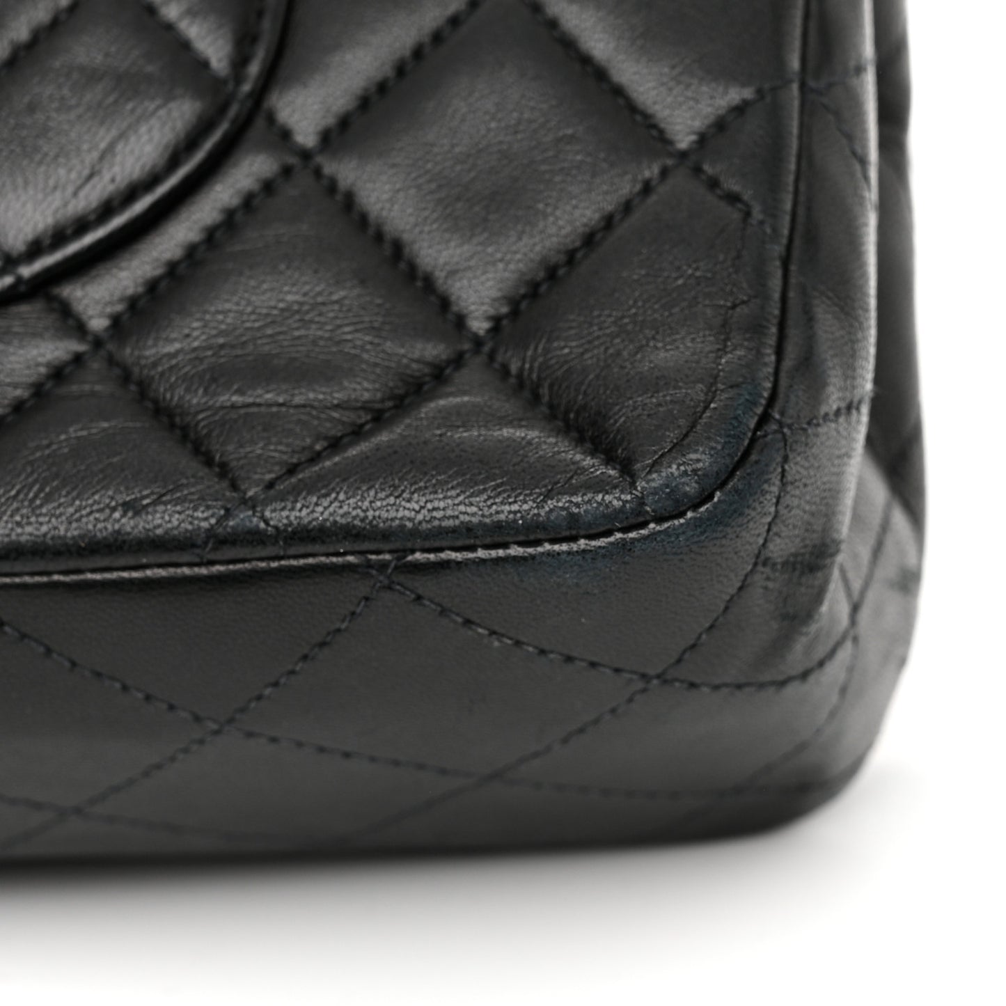 Lambskin Quilted Medium Double Flap Black