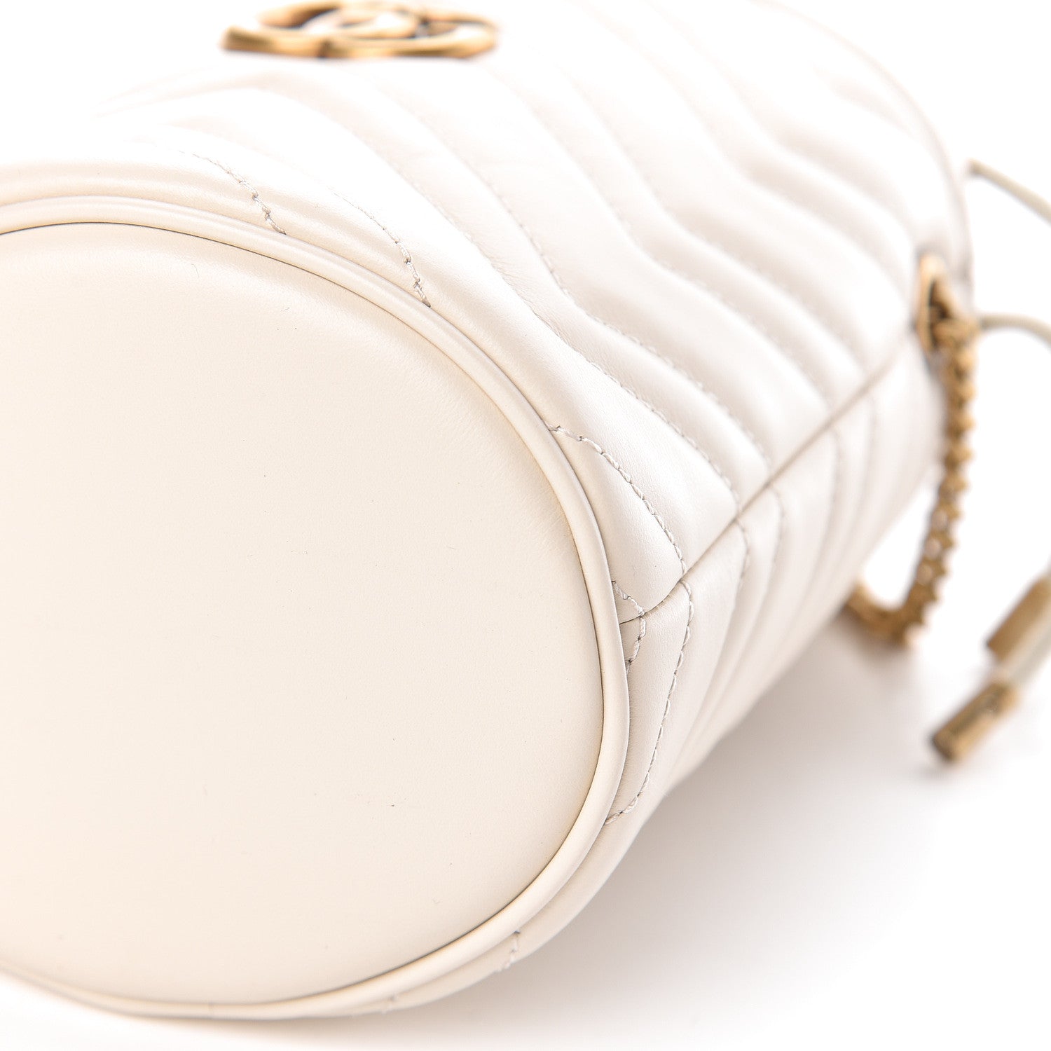 Gucci Calfskin Matelasse Mini GG Marmont 2.0 Bucket Bag White 9 of 9