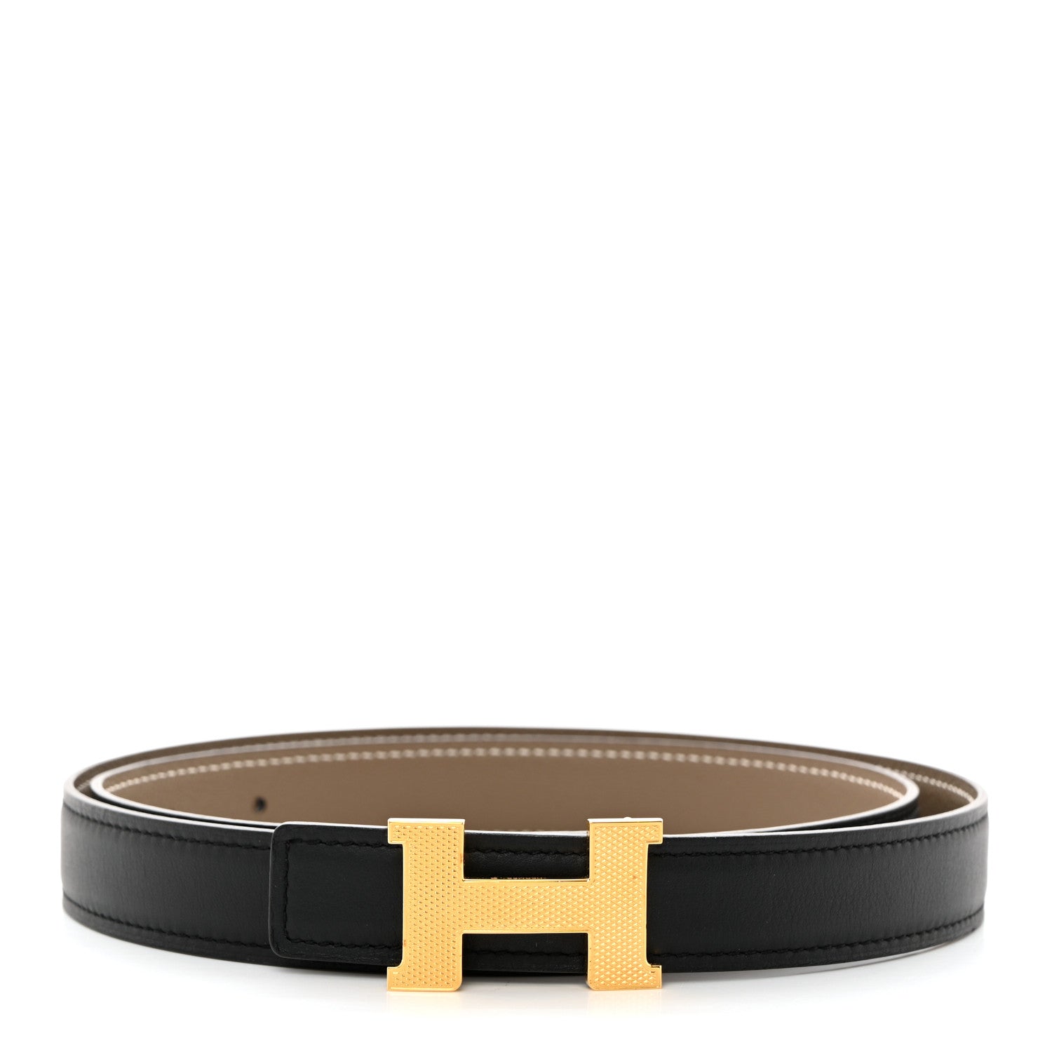 Hermes Epsom Swift 24mm Mini Constance Guilloche H Belt 80 32 Etoupe Black 1 of 7