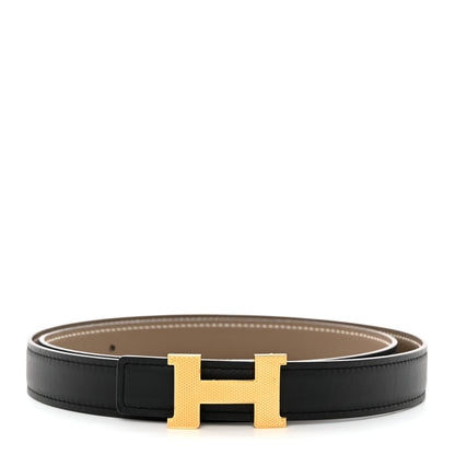 Hermes Epsom Swift 24mm Mini Constance Guilloche H Belt 80 32 Etoupe Black 1 of 7