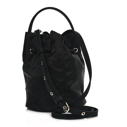 Balenciaga Recycled Sport Nylon Logo Embroidered Wheel Drawstring Bucket Bag XS Black 3 of 10