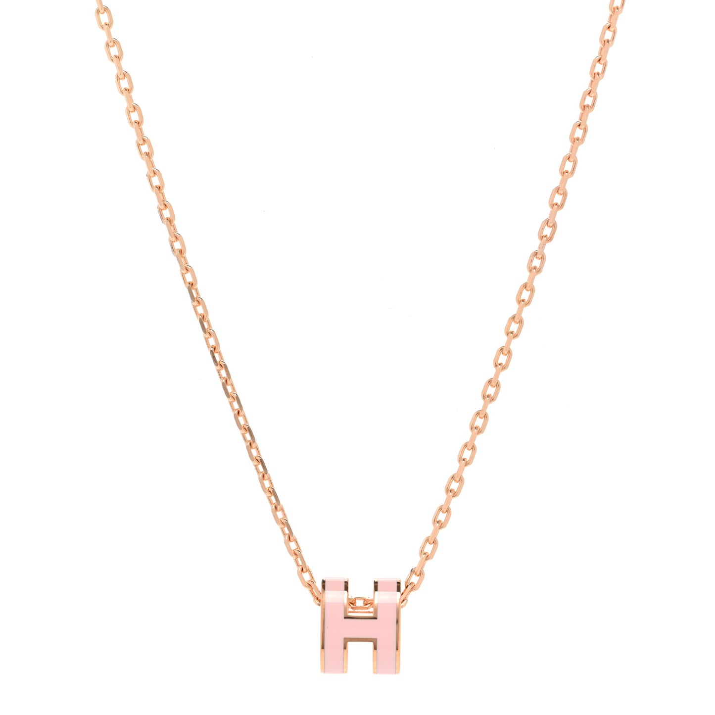 Lacquered Gold Mini Pop H Pendant Necklace Rose Dragee