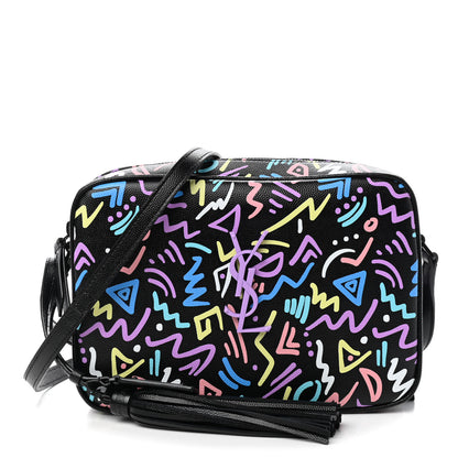Saint Laurent Grain De Poudre Medium Classic Monogram Multicolor Graphic Print Lou Camera Bag Black 1 of 9