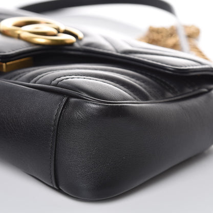 Gucci Calfskin Matelasse Mini GG Marmont Shoulder Bag Black 9 of 13