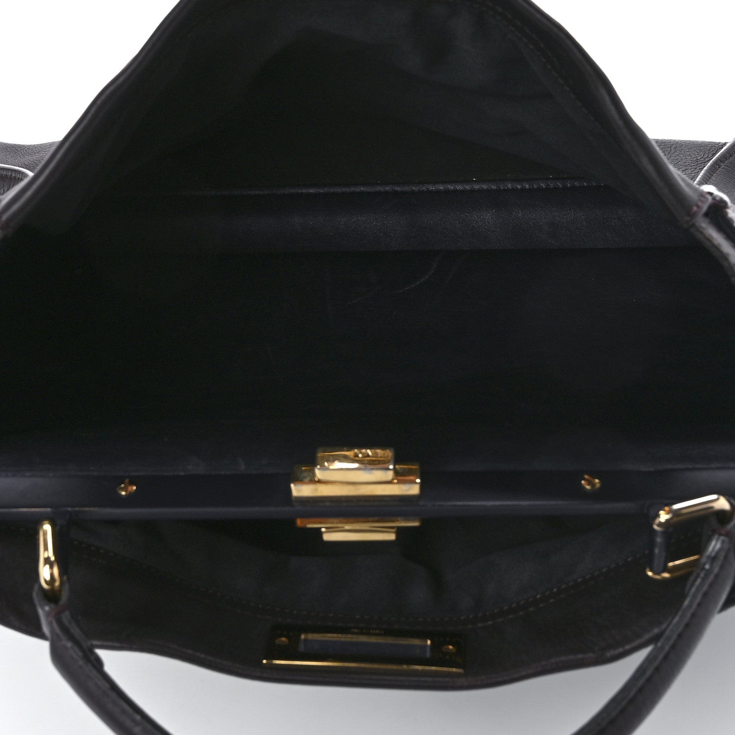 Fendi Vitello Dolce Marmol Large Peekaboo Iconic Satchel Ebano Blu Scuro 5 of 15