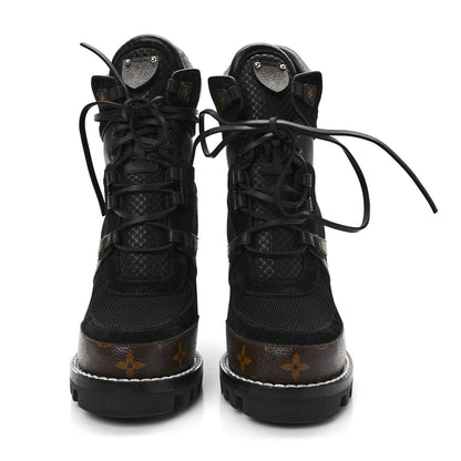 Louis Vuitton Patent Calfskin Monogram Star Trail Ankle Boots 39 Black 2 of 7