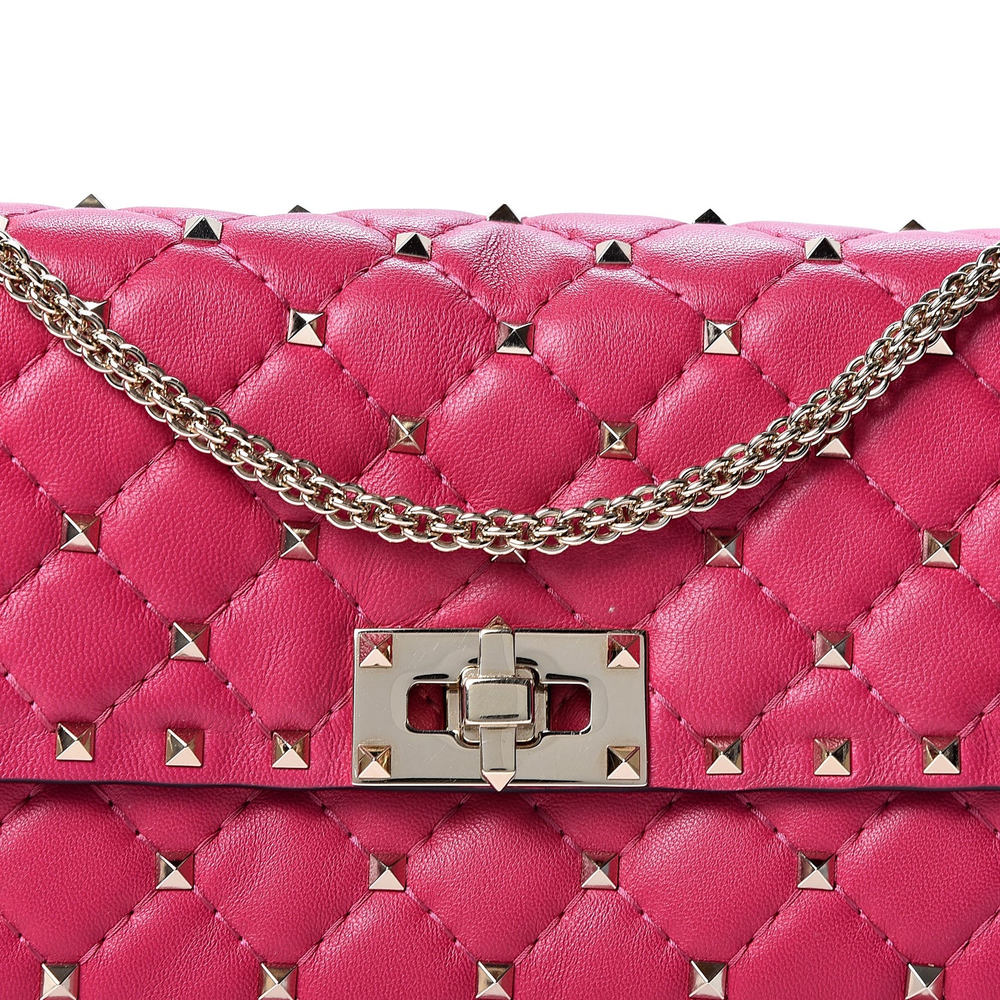 Nappa Rockstud Spike Wallet on Chain Disco Pink