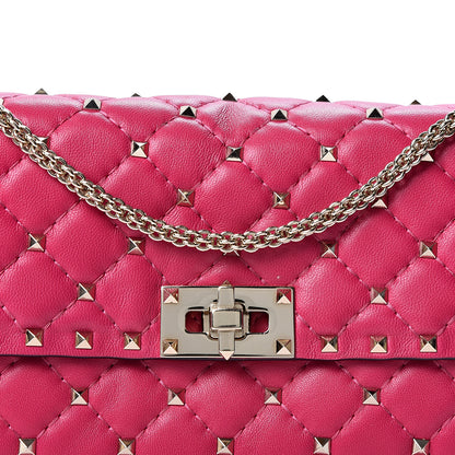 Valentino Garavani Nappa Rockstud Spike Wallet on Chain Disco Pink 6 of 10
