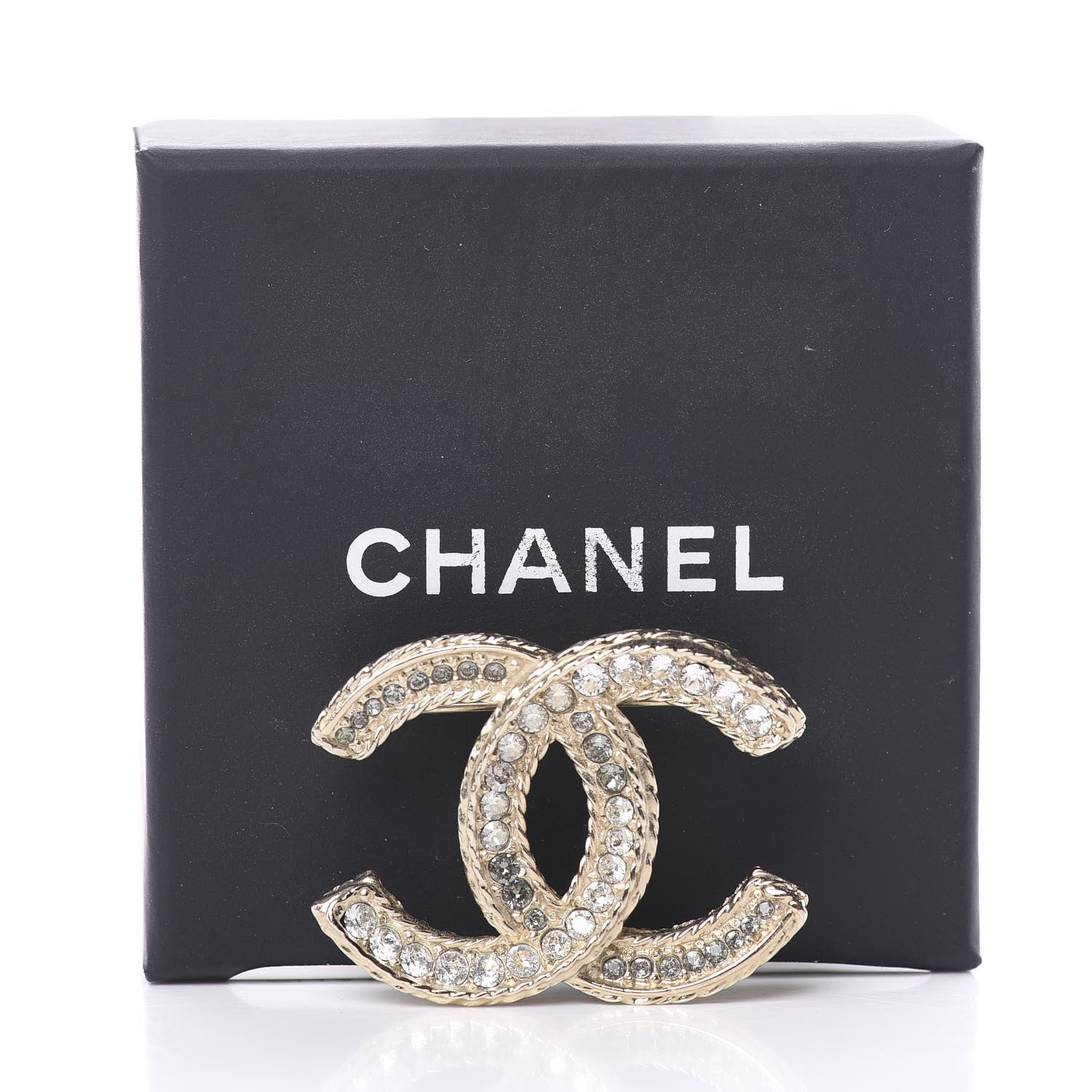 Chanel Crystal CC Brooch Light Gold 4 of 4