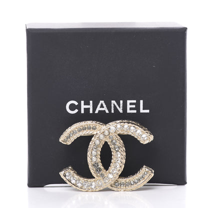 Chanel Crystal CC Brooch Light Gold 4 of 4