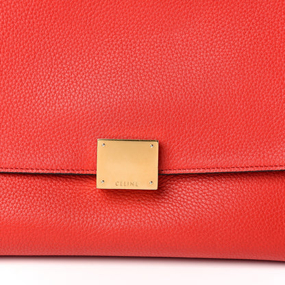 Celine Drummed Calfskin Suede Small Trapeze Coquelicot 9 of 9