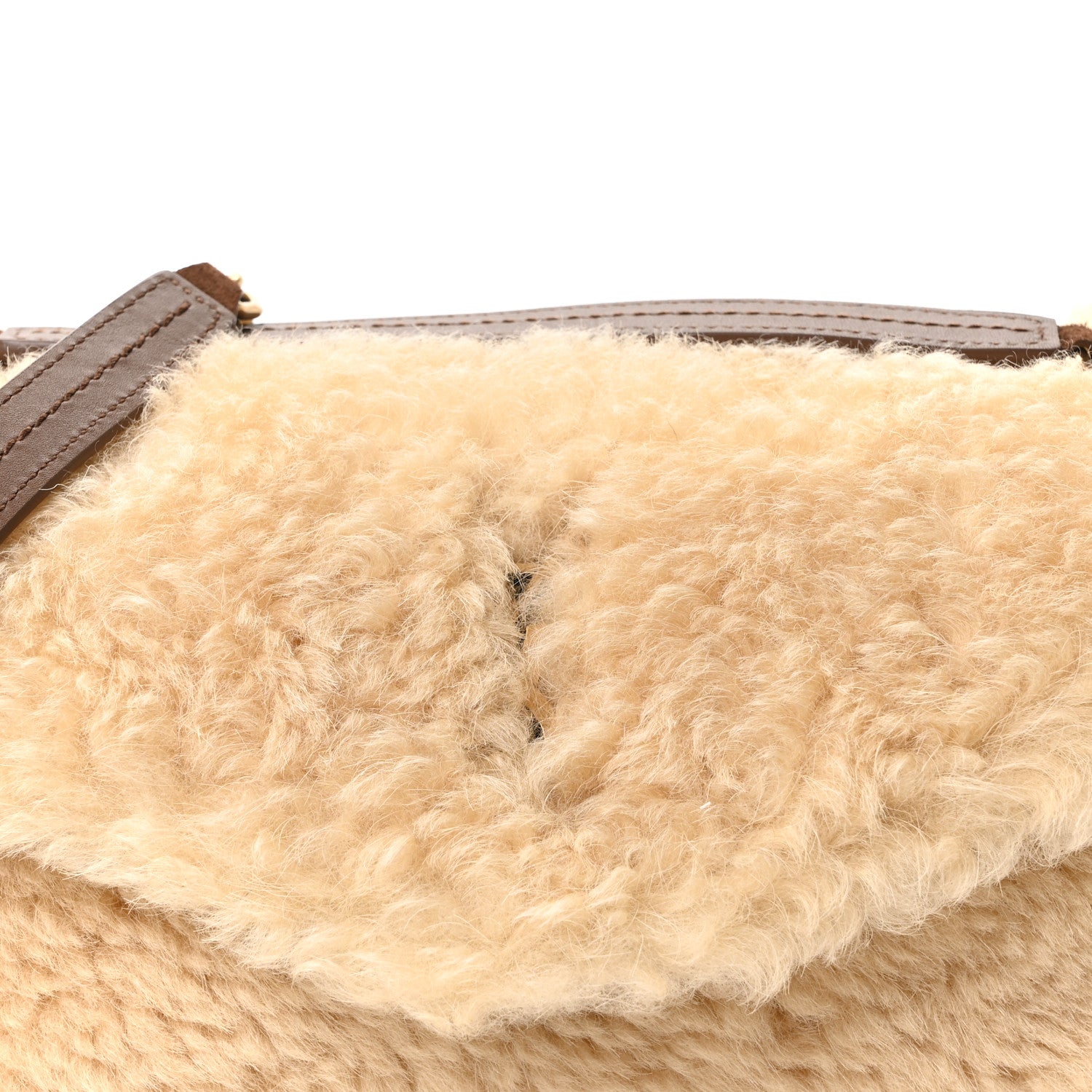 Saint Laurent Shearling Calypso Crossbody Crema Naturel Dark Cigar 8 of 10
