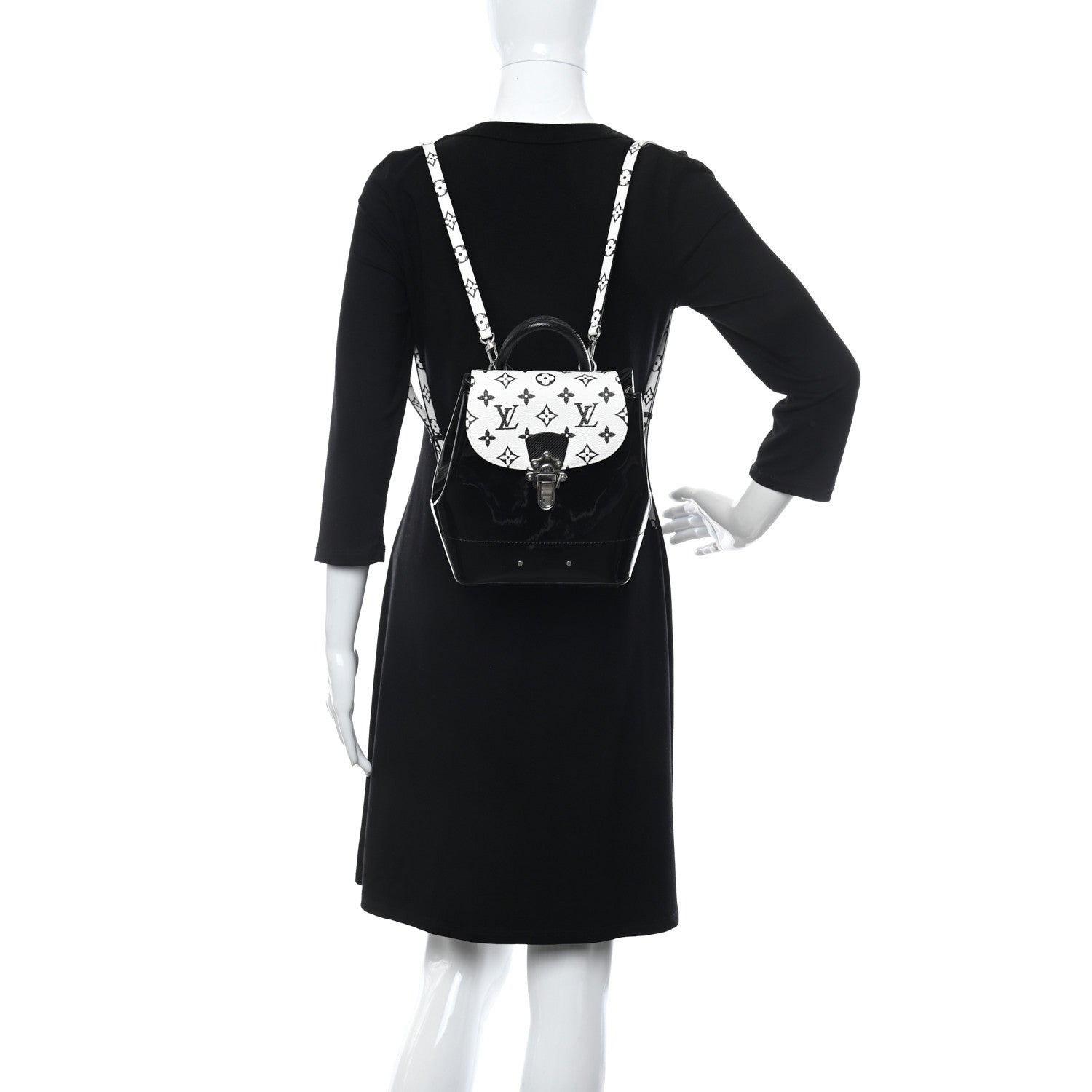 Louis Vuitton Patent Monogram Hot Springs Backpack Black White 3 of 5