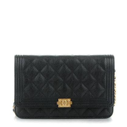 Chanel Caviar Quilted Boy Wallet On Chain WOC Black 1 of 8