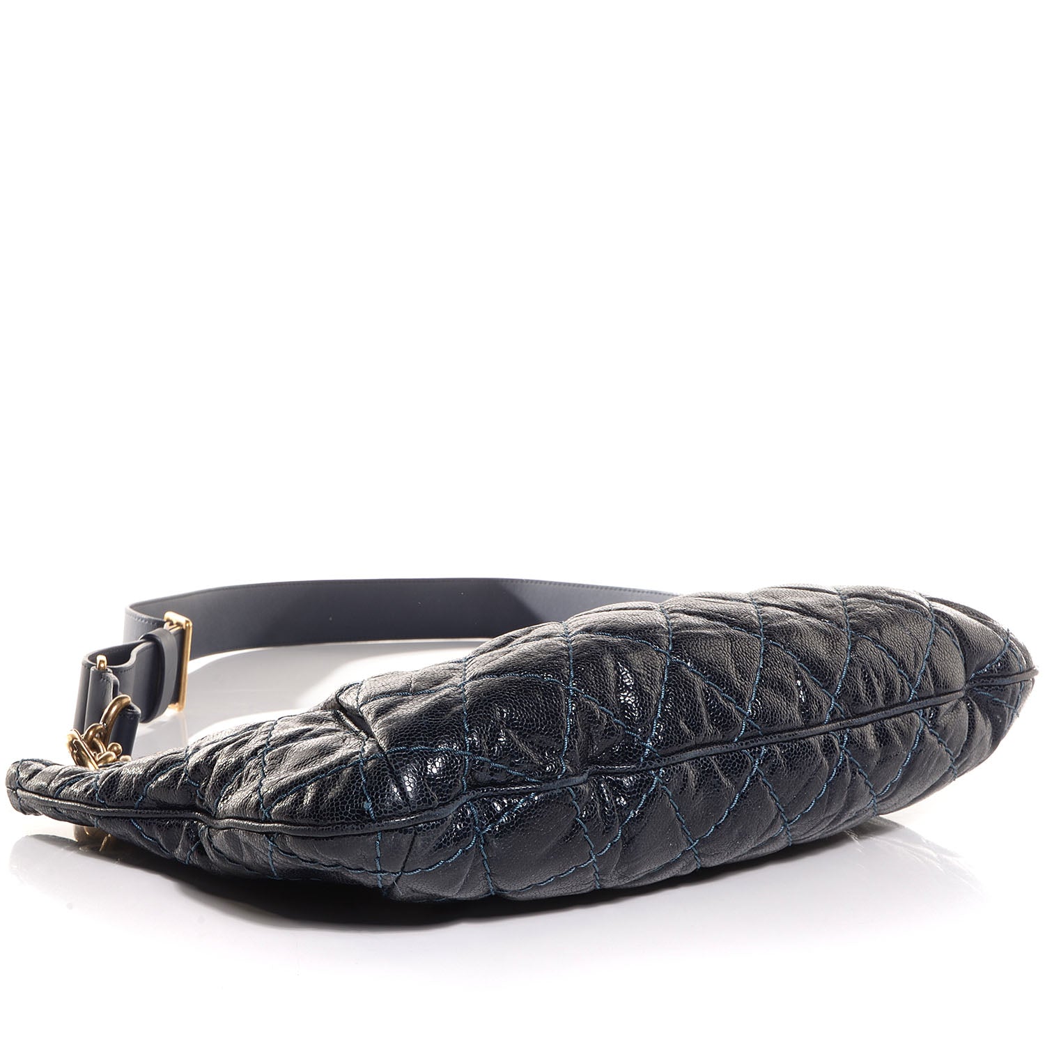 Chanel Crumpled Grained Calfskin Coco Pleats Hobo Dark Blue 4 of 8