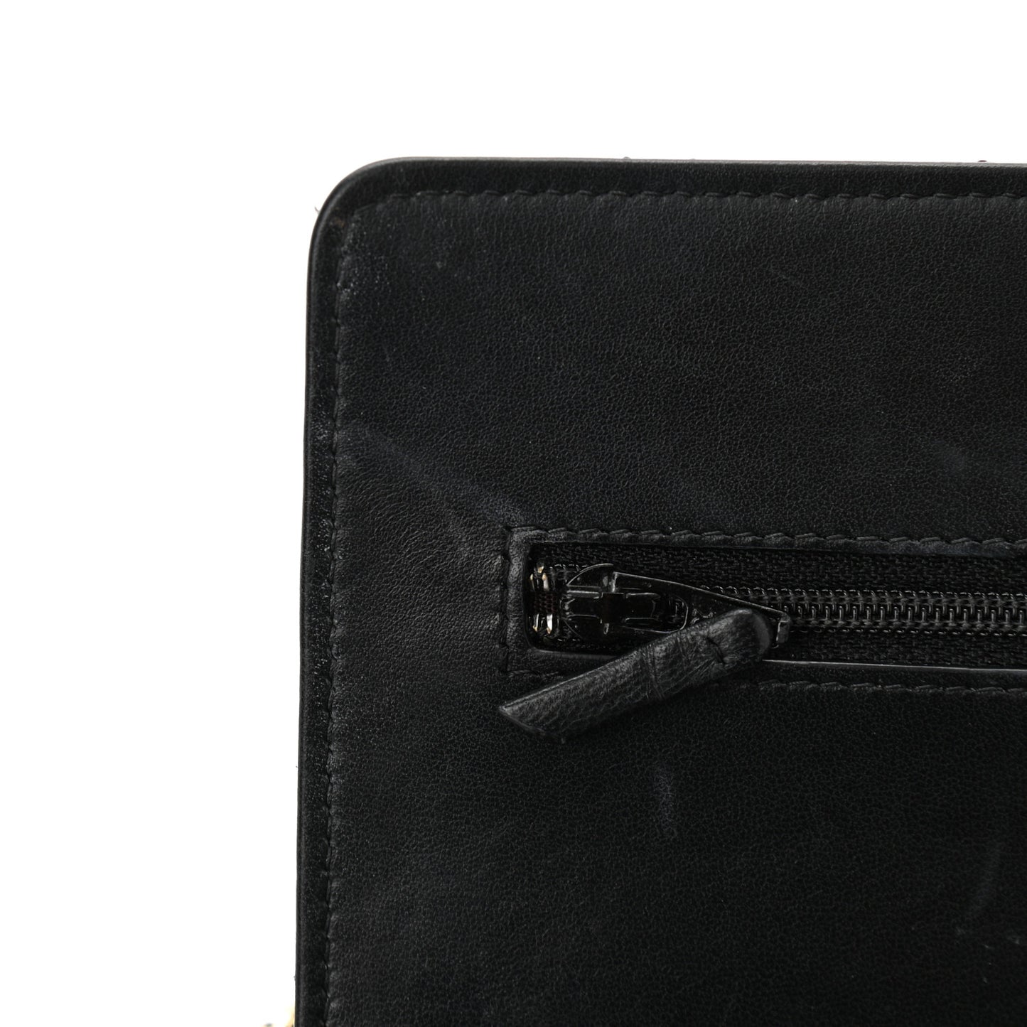 Lambskin Quilted Trendy CC Wallet On Chain WOC Black
