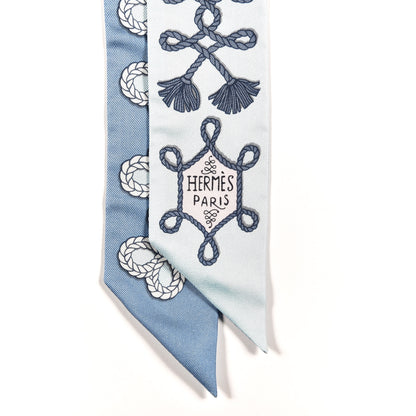 Hermes Silk Galons Et Brandebourg Twilly Ciel Ocean White 2 of 4