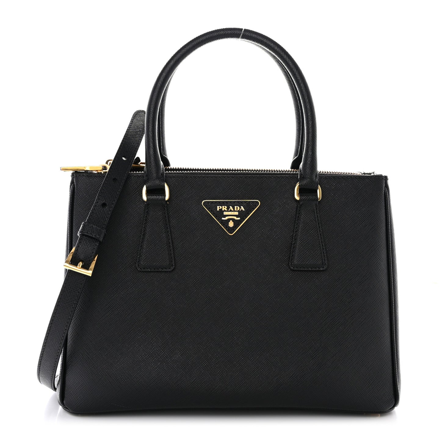 Saffiano Small Galleria Double Zip Tote Black