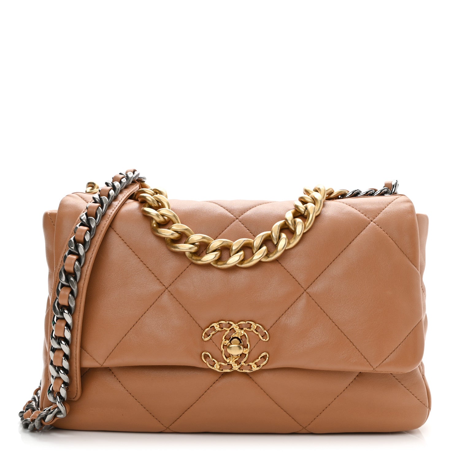 Chanel Lambskin Quilted Large Chanel 19 Flap Brown 1 of 10