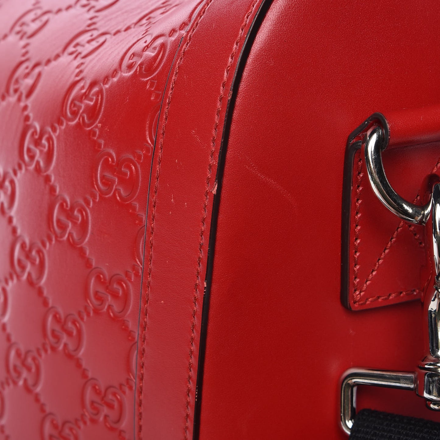 Guccissima Signature Large Duffle Hibiscus Red
