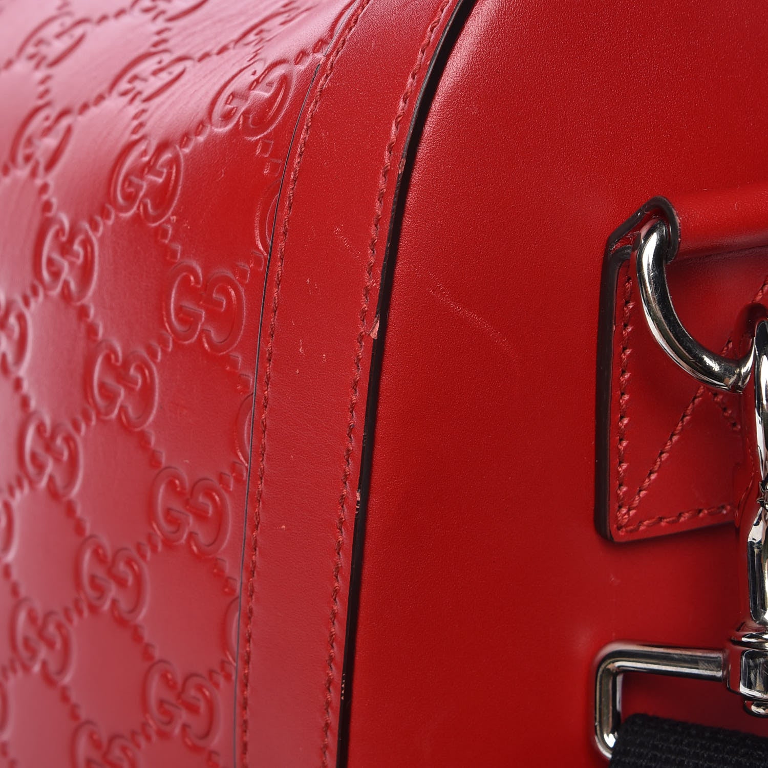 Gucci Guccissima Signature Large Duffle Hibiscus Red 11 of 26