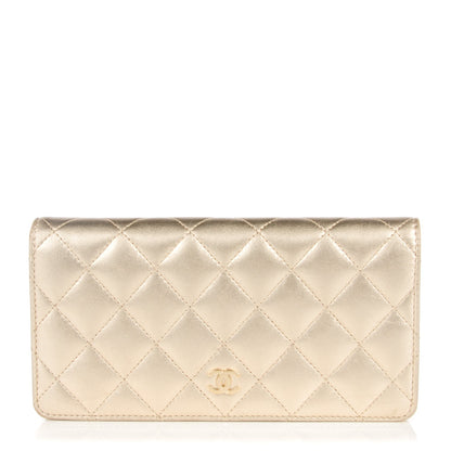 Chanel Metallic Lambskin Quilted Yen Wallet Gold 1 of 8