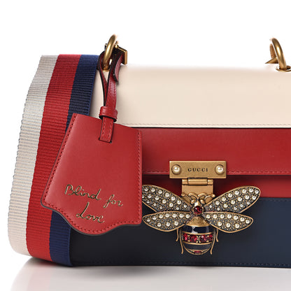 Gucci Calfskin Sylvie Web Queen Margaret Shoulder Bag Blue Agata Hibiscus Red Mystic White 8 of 10