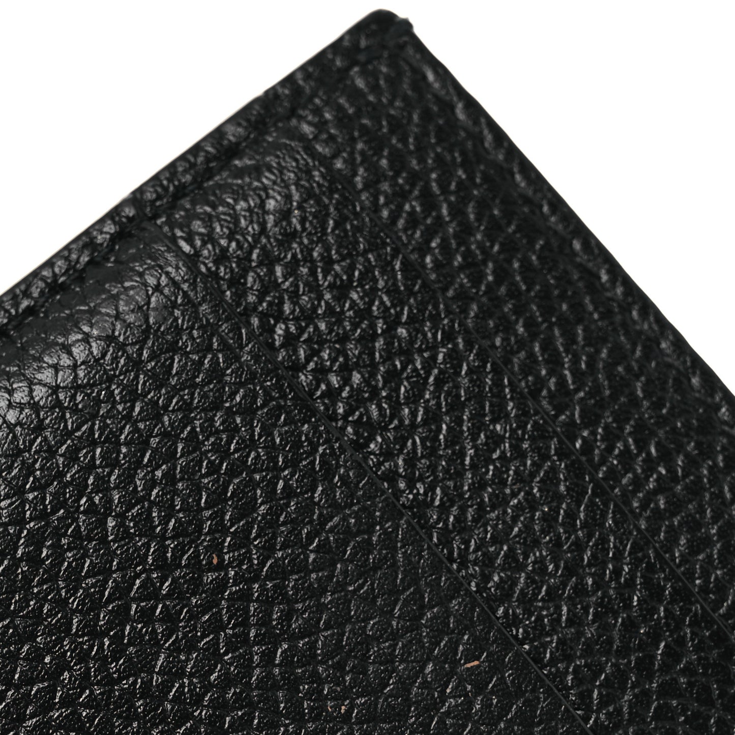 Grained Calfskin Logo Cash Card Holder Black White